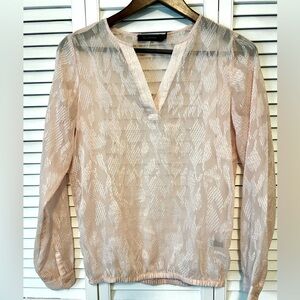 The Limited Women’s Pale Peach/Pink Sheer Blouse Button Cuff Long Sleeve XS